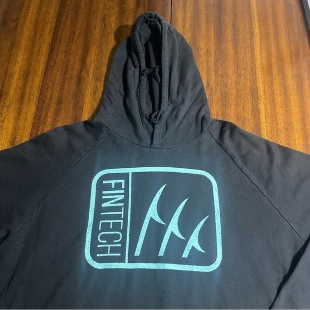 Fintech Box Logo Point Breeze Fleece Pullover Hoodie - Medium - Anthracite, NWT - Picture 4 of 9